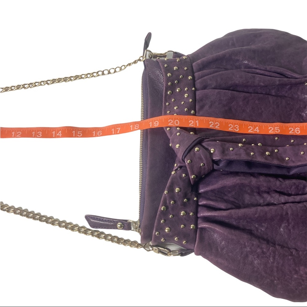 Junior Drake, Karel, Italian Leather, Textured Purple detachable gold tone chain - Picture 13 of 16